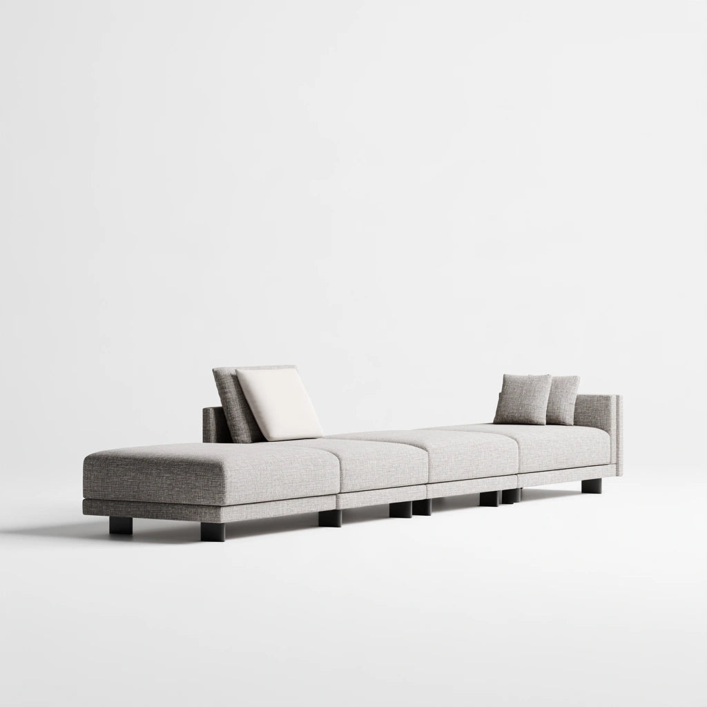 Vyrnloft beige modular sectional sofa in a modern living room with angled view, showcasing comfortable cushions and contemporary design.