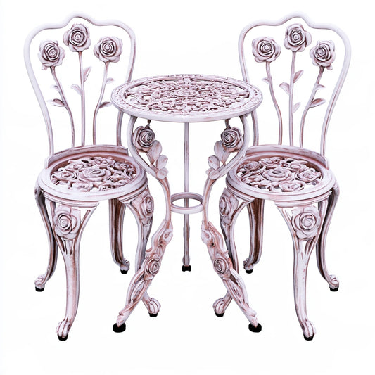 Vyrnloft white aluminum garden bistro set with table and chairs, outdoor living and garden furniture for relaxing in the yard